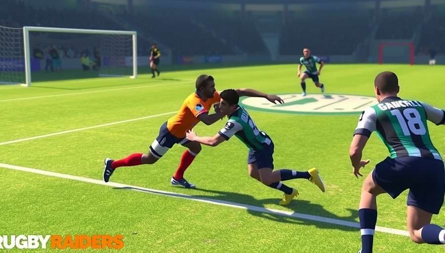 Rugby Raiders gameplay showing a tackle during an Indian domestic league match