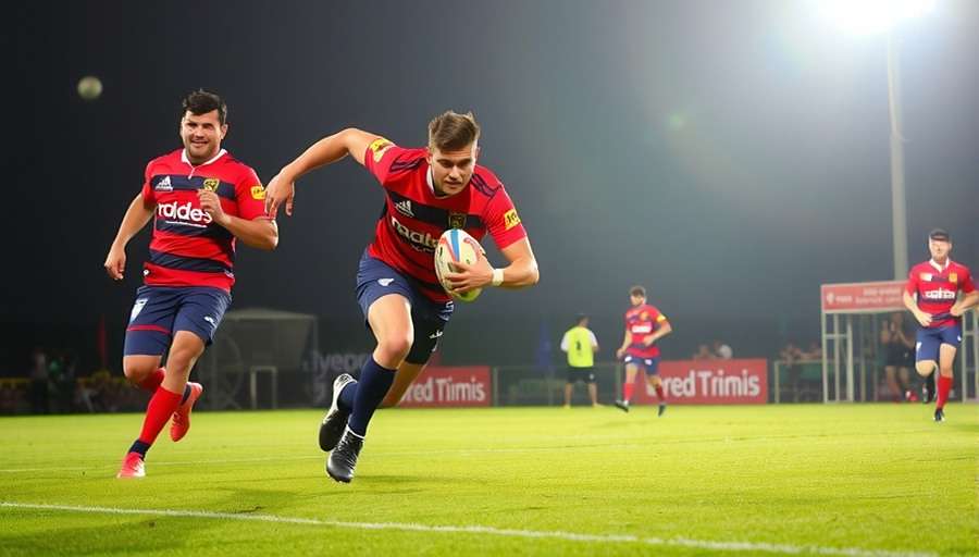 Rugby Raiders tournament in Mumbai with players competing on stage