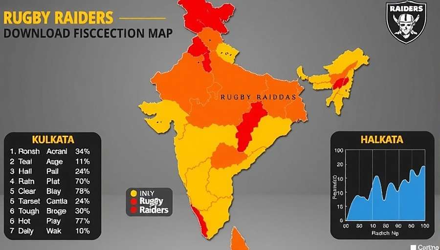 Rugby Raiders download distribution map across Indian cities with Kolkata showing highest concentration